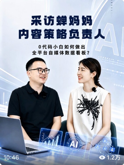 AI真话局采访阿但，蝉妈妈内容策略负责人，讨论全平台自媒体数据看板的封面